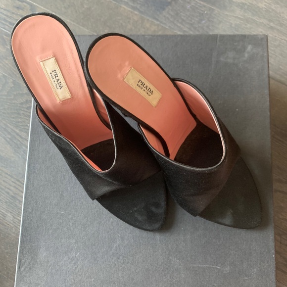 Prada Satin Peep Toed Mules EU 36 - Picture 1 of 10